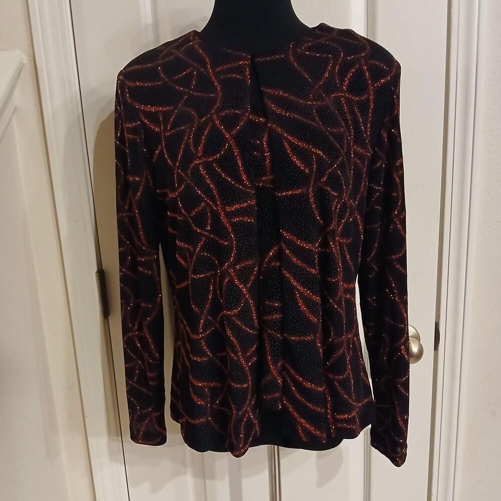 Y2K vintage black red glitter 2-piece set sleeveless top long-sleeve cardigan